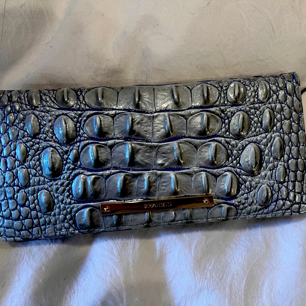Brahmin Slim Ady Wallet Bifold - Eggshell Melbourne Silver/Blue